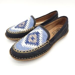 BORN (Womens 7) Blanket Southwestern Aztec Leather Knit Slip On Loafers‎ Shoes
